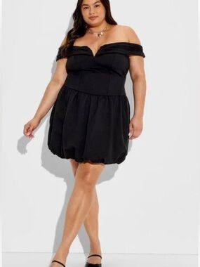 Wild Fable Women's Short Sleeve Plunge Bubble Mini A-Line Dress